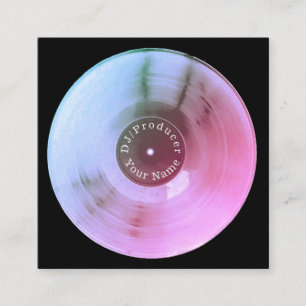 Cartão De Visita Quadrado Produção metálica azul do DJ do disco do regist