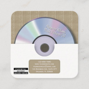 Cartão De Visita Quadrado Produtor de Música Retro Branca CD DJ