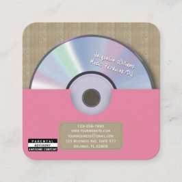 Cartão De Visita Quadrado Produtor de Música Rosa Retro CD DJ
