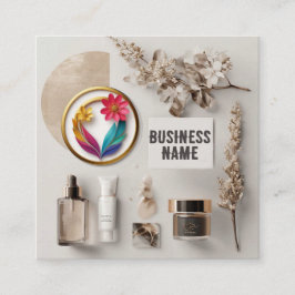 Cartão De Visita Quadrado Produtos de Cuidados Pessoais Com Acentos Florais