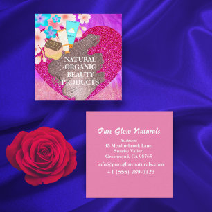 Cartão De Visita Quadrado Produtos de Escórias Naturais Orgânicos, De Cor Ro