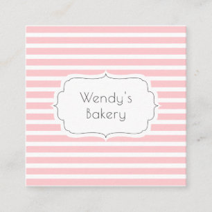 Cartão De Visita Quadrado Produtos de padaria de conserva, cor-de-rosa e bra