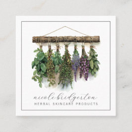 Cartão De Visita Quadrado Produtos modernos à base de plantas Skincare Produ