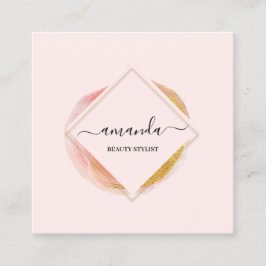 Cartão De Visita Quadrado Professional Frame Beauty Studio Logo Makeup Body