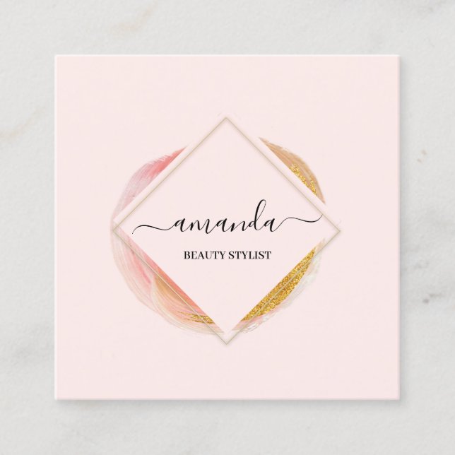 Cartão De Visita Quadrado Professional Frame Beauty Studio Logo Makeup Body (Frente)