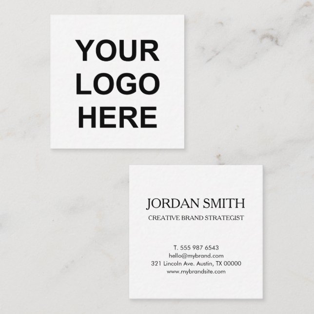 Cartão De Visita Quadrado Professional Logo Minimal Modern White  (Frente/Verso)