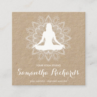 Cartão De Visita Quadrado Professional Mandala Trendy Celestial White Kraft
