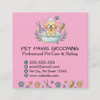 Cartão De Visita Quadrado Professional Pet Groomer Square Business Card 