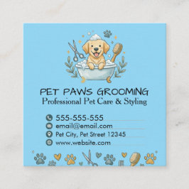 Cartão De Visita Quadrado Professional Pet Groomer Square Business Card