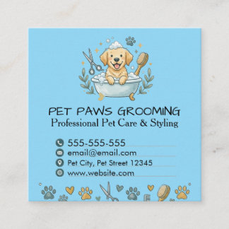 Cartão De Visita Quadrado Professional Pet Groomer Square Business Card 