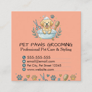 Cartão De Visita Quadrado Professional Pet Groomer Square Business Card 