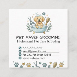 Cartão De Visita Quadrado Professional Pet Groomer Square Business Card
