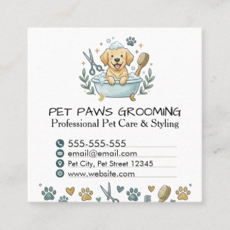Cartão De Visita Quadrado Professional Pet Groomer Square Business Card 