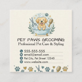 Cartão De Visita Quadrado Professional Pet Groomer Square Business Card