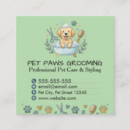 Cartão De Visita Quadrado Professional Pet Groomer Square Business Card
