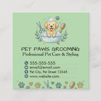 Cartão De Visita Quadrado Professional Pet Groomer Square Business Card 