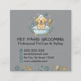 Cartão De Visita Quadrado Professional Pet Groomer Square Business Card