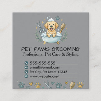 Cartão De Visita Quadrado Professional Pet Groomer Square Business Card 