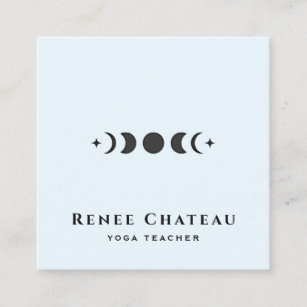 Cartão De Visita Quadrado Professor de Astrologista de Fase Lua, Yoga