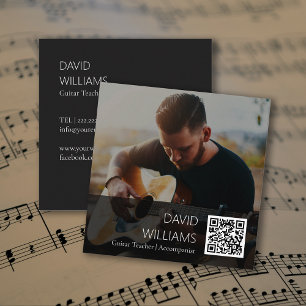 Cartão De Visita Quadrado Professor de Música Cantor Compositor Código QR Fo