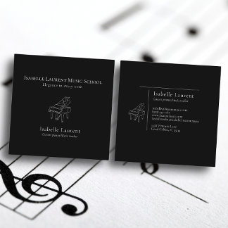 Cartão De Visita Quadrado Professor de música pianista minimalista