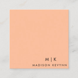 Cartão De Visita Quadrado Profissional de beleza moderno e elegante Peach Fu