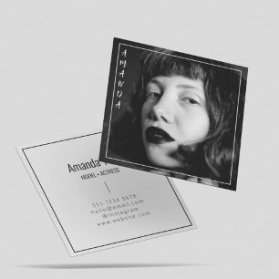 Cartão De Visita Quadrado Profissional de fotografia em preto e branco