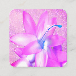 Cartão De Visita Quadrado Profissional elegante floral do brilho de Fushcia