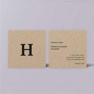 Cartão De Visita Quadrado Profissional Elegante Minimal Kraft Monograma Pret