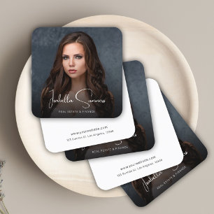 Cartão De Visita Quadrado Profissional financeiro do Realtor de Fotografias