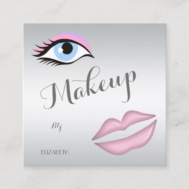 Cartão De Visita Quadrado Profissional Moderno e Elegante,Olho,Lábios (Frente)