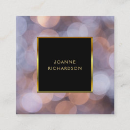 Cartão De Visita Quadrado Profissional moderno elegante de azul-ouro