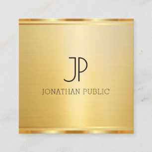 Cartão De Visita Quadrado Profissional moderno elegante e Modelo Dourado
