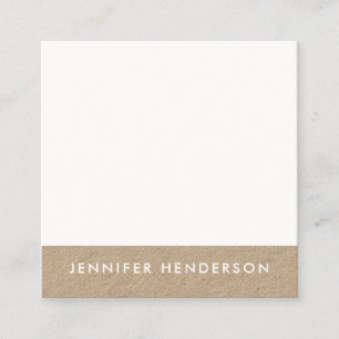 Cartão De Visita Quadrado Profissional moderno minimalista de kraft branco