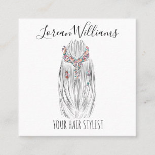 Cartão De Visita Quadrado Promoção da marca Hetero de cabelo floral Hairst