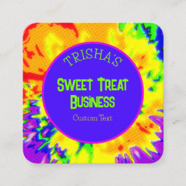Cartão De Visita Quadrado Promoção de Empresas de Doces Coloridos Personaliz