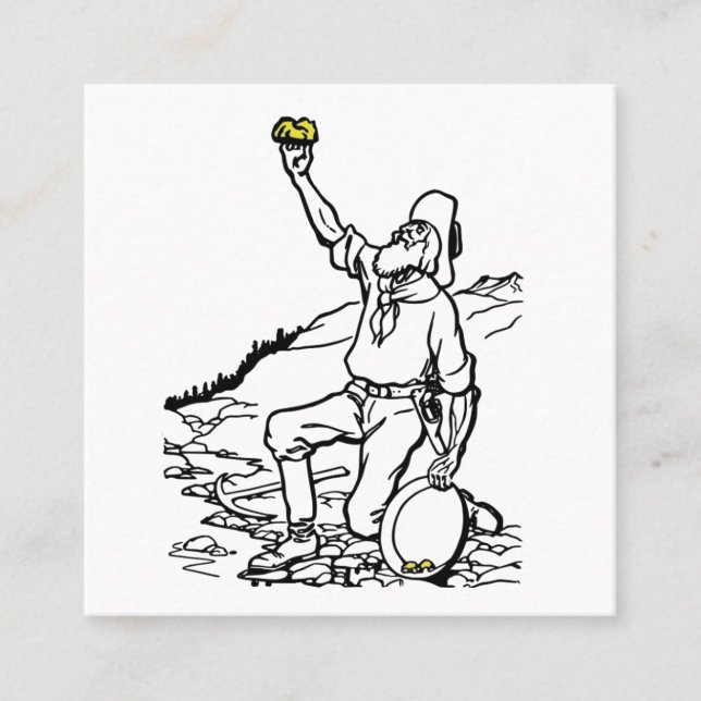 Cartão De Visita Quadrado Prospector Dourado de Tempo Antigo (Frente)