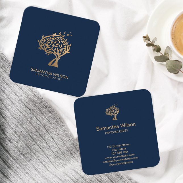 Cartão De Visita Quadrado Psicólogo Conselheiro Terapista Psiquiatra Bus (Criador carregado)