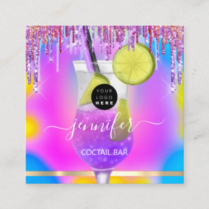 Cartão De Visita Quadrado Pub Drinks Bar Restaurante Logotipo Hológrafo VIP