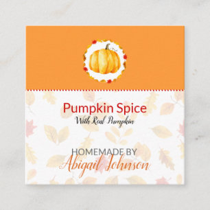Cartão De Visita Quadrado Pumpkin Spice Homemade Bath & Body Label   Etiquet
