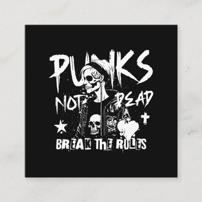 Cartão De Visita Quadrado Punks não Morto (Frente)