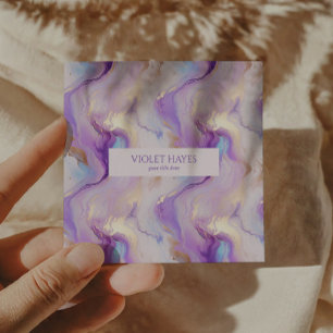 Cartão De Visita Quadrado Púrpura Elegante e Mármore Turquesa Personalizado