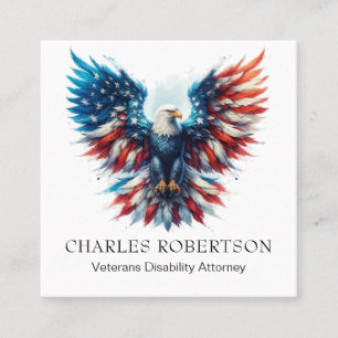 Cartão De Visita Quadrado *~* QR AP16 American Flag Bald Eagle EUA