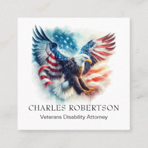 Cartão De Visita Quadrado *~* QR AP16 EUA Flag Bald Eagle Artsy