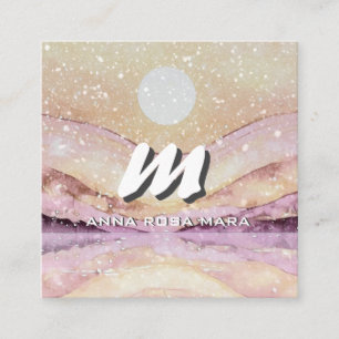 Cartão De Visita Quadrado *~* QR BLUSH PINK Abstrato Landscape Nature AP93