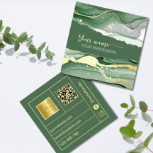 Qr Code Aquarela Verde Sage Dourado