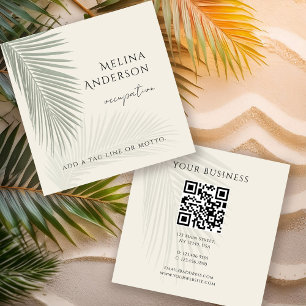 Cartão De Visita Quadrado QR Code Tropical Palm Square Business Card