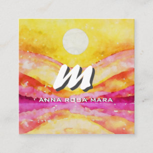 Cartão De Visita Quadrado *~* QR DOURADO PINK Abstrato Landscape Nature AP93