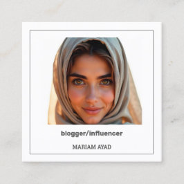 Cartão De Visita Quadrado QR e Foto Personalizadas do Blogueiro Influenciado