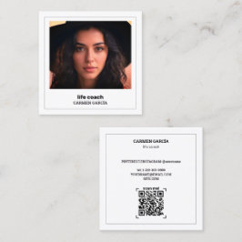 Cartão De Visita Quadrado QR e Foto personalizadas do 🌱 Life Coach